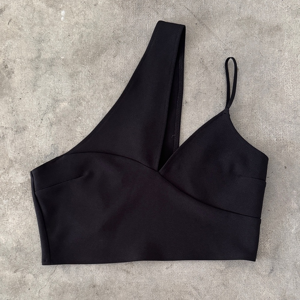 Abercrombie & Fitch Black Asymmetrical Crop Top